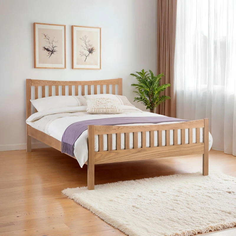 Julian Bowen Bergamo Bed - Natural Oak Wooden Beds