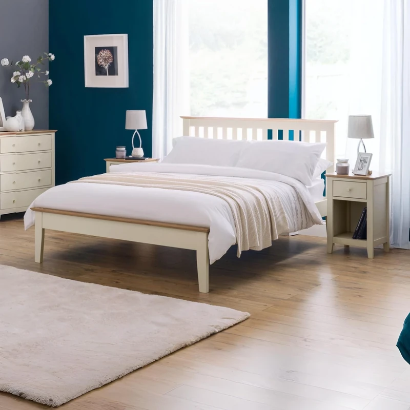 Julian Bowen Salerno Bed, Oak/Ivory, King