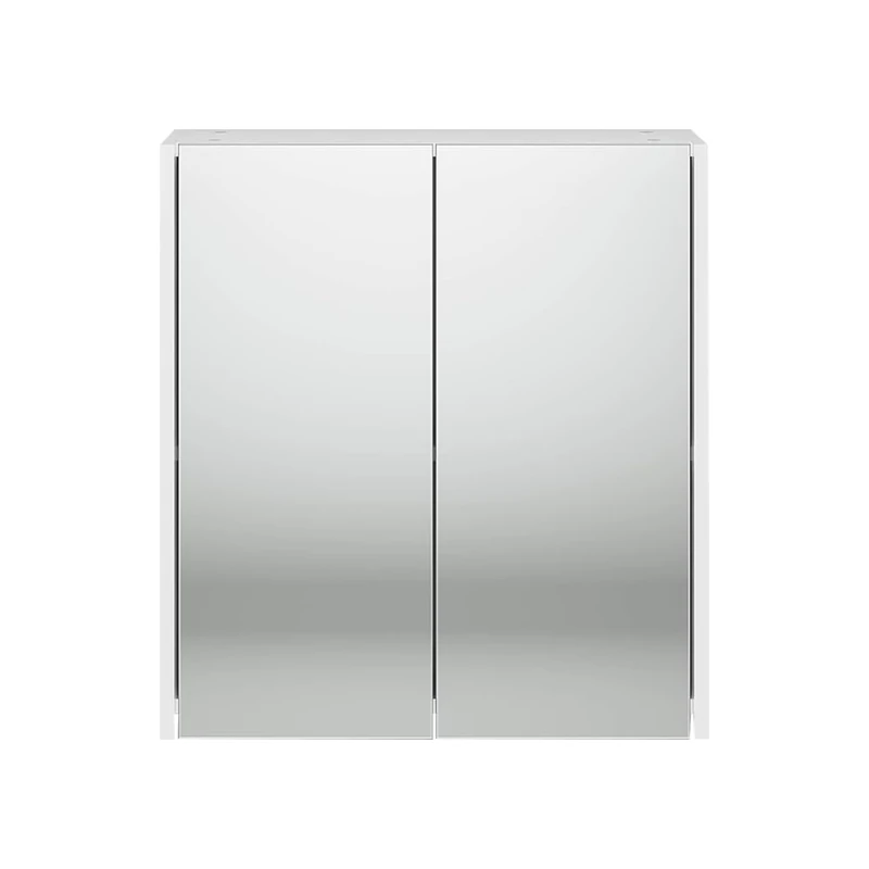 iBathUK Rehaus Wall Mounted Double Door Mirror Cabinet with 2 Adjustable Shelves, Soft Close Hinged Door, Frameless Copper Free Silver Mirror, Modern Bathroom Storage Cabinet in Gloss White, 600mm