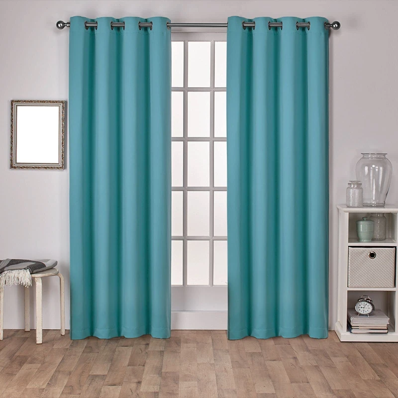 Exclusive Home Curtains Sateen Woven Blackout Grommet Top Panel Pair, Teal, 52x84, 2 Piece - Image 1