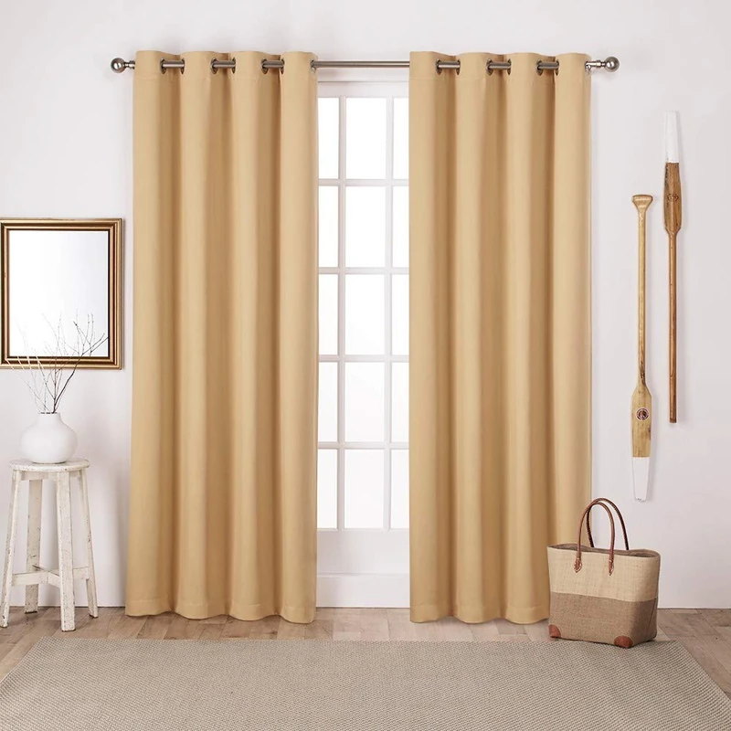 Exclusive Home Curtains Sateen Woven Blackout Grommet Top Panel Pair, Sundress Yellow, 52x84, 2 Piece