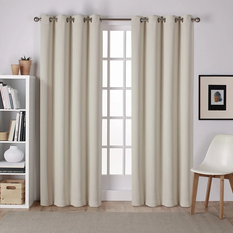Exclusive Home Curtains Sateen Woven Blackout Grommet Top Panel Pair, Linen, 52x108, 2 Piece