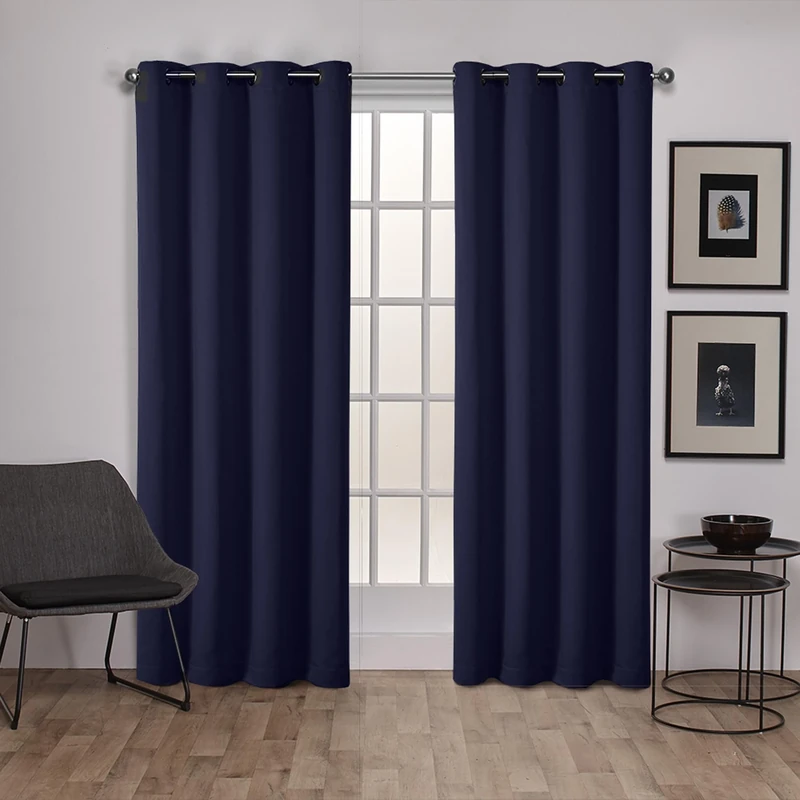 Exclusive Home Curtains Sateen Woven Blackout Grommet Top Panel Pair, Peacoat Blue, 52x108, 2 Piece