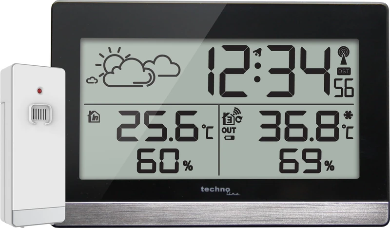 Technoline Weather Station WS9255 with TX205D-TH Outdoor Transmitter, Weather Forecasts, Indoor Temperature, Outdoor Temperature