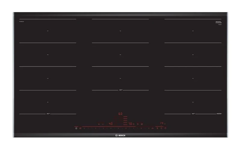 Bosch 8 Series pxx975dc1e Integrated Black, Stainless Steel Induction Hob – Plate (Built-in, Induction Hob, Glass and Ceramic, Black, Stainless Steel, LED, Touch) - Image 1