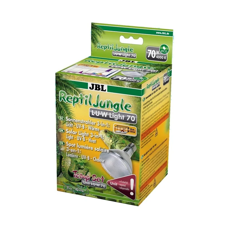 JBL ReptilJungle L-U-W Light alu 70 W, Wide-beam spotlight for rainforest terrariums