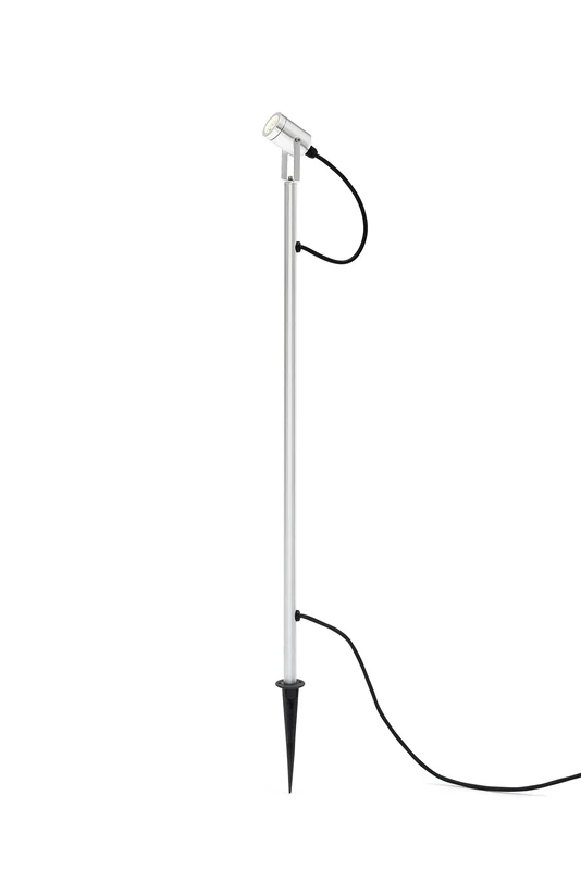 Konstsmide Monza Uplighter Large Garden Stick Adjustable Spot Light with Ground Spike, High Powered 3 W LED - Aluminium Silver