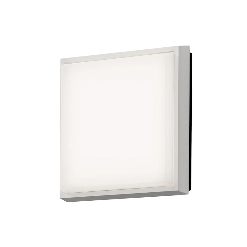 Konstsmide Outdoor Wall Light Mains Powered/Cesena Square Bulkhead Wall or Ceiling Use/High Power 10 W LED Wall Lamp/Opal-Frosted Polycarbonate Shade/Aluminium/IP54/Outside Light White