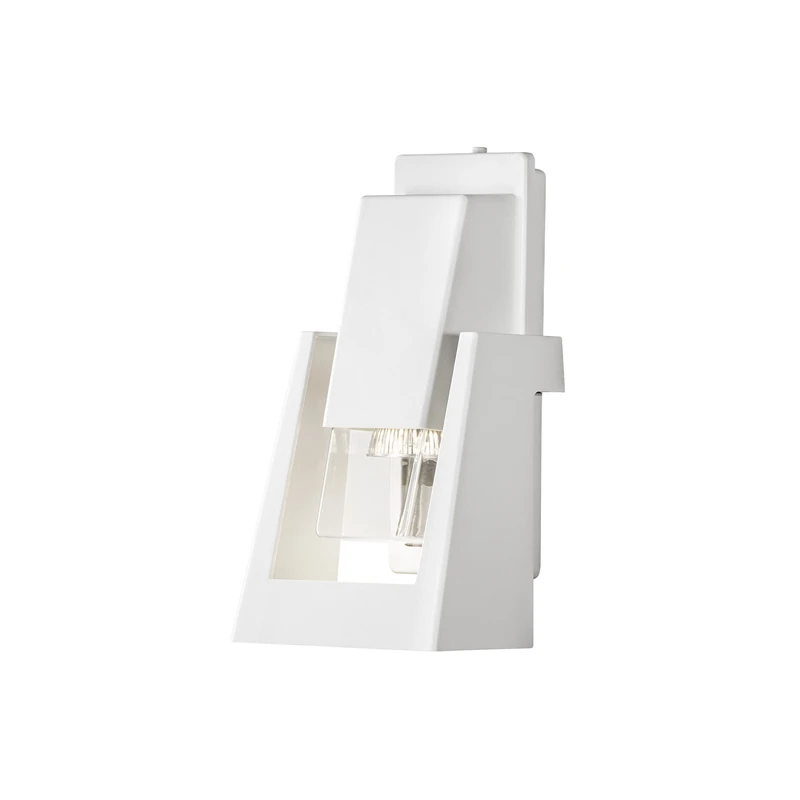 Konstsmide Outdoor Wall Lights/Potenza Easy Fit Single Down Wall Lantern/1 x 6 W Max GU10 (Not Included) Wall Lamp/Clear Acrylic Glass/Aluminium/IP54/Outside Light Matt White