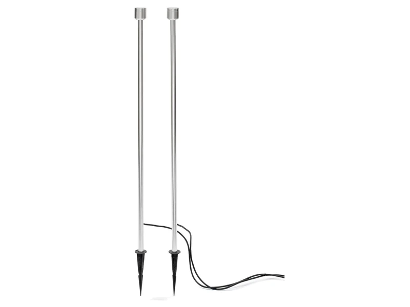 Konstsmide Monza Uplighter Large Garden Stick Spots Lights with Ground Spikes, High Powered 6 W LED - Aluminium Silver, Set of 2