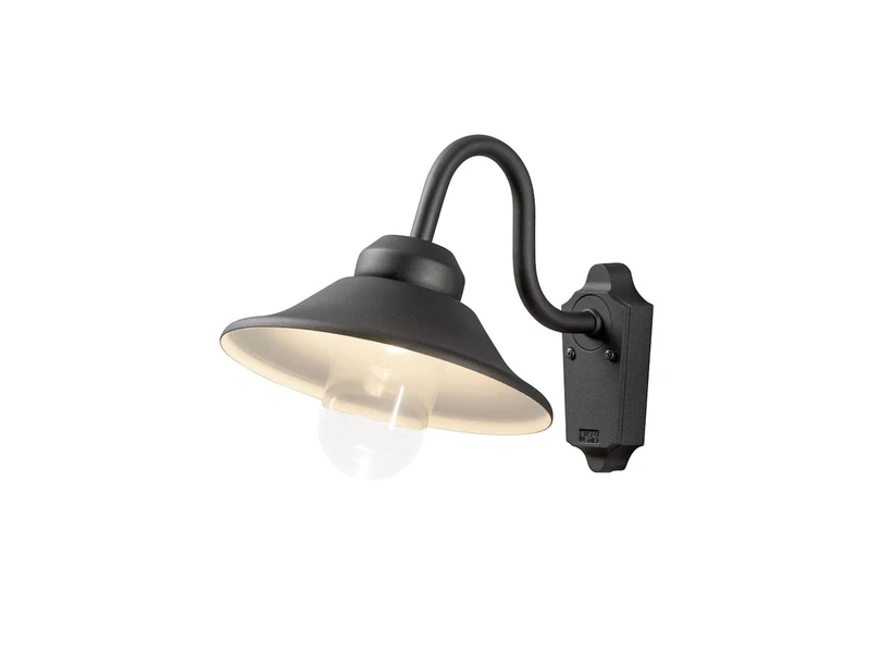 Konstsmide 564-750 Vega Down Swan Neck Handmade Outdoor Lights/High Power LED Dimmable and Replaceable 1 x 8 W Wall Lamp/IP44/Black, 44 x 29.5 x 30 cm