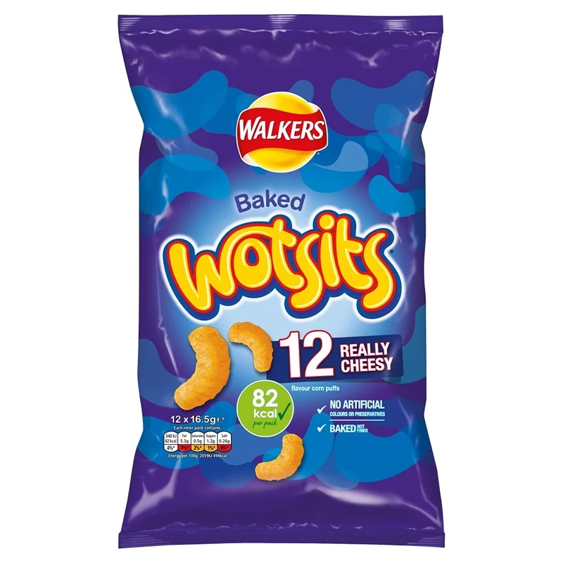 Walkers Wotsits Really Cheesy Multipack Snacks Crisps 12x16.5g