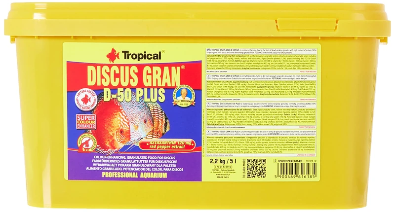 TROPICAL DISCUS GRAN D-50 PLUS 5L / 2,2kg - High-Protein, Color-Enhancing Granules for Discus & High-Demand Fish (50% Protein)