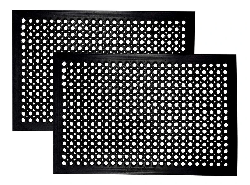 Iron Gate - 2 Pack Ramp Restaurant Drainage Mat - Anti-Fatigue Anti-Skid - 24x36 by Half inch Thick - Heavy Duty 100% Rubber Construction - Weighs a Hefty 15 lbs. - Image 1
