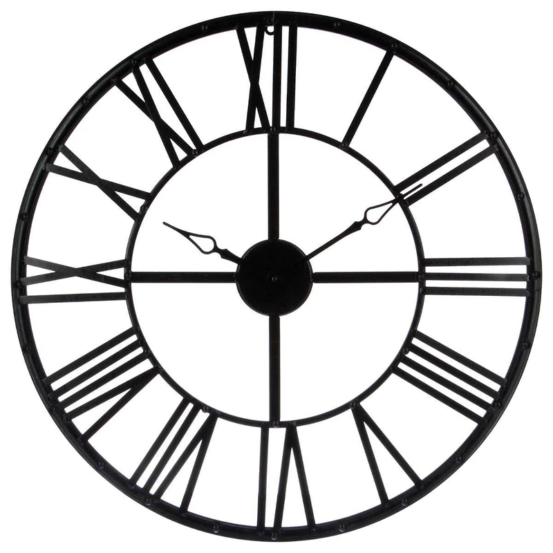 Atmosphera Andras Black Industrial Wall Clock, 70 cm Diameter, Metal, Roman