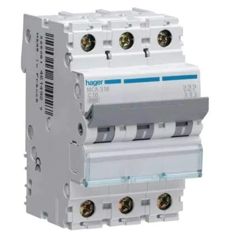 Hager M Series – automatico magnetotermico – M curva-c 6 KA 3 Pole 63 A
