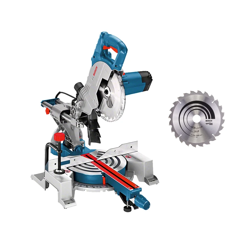 Bosch Professional Mitre Saw GCM 80 SJ 1,400 Watt Saw Blade Diameter 216 mm Includes 2X Circular Saw Blades Allen Key