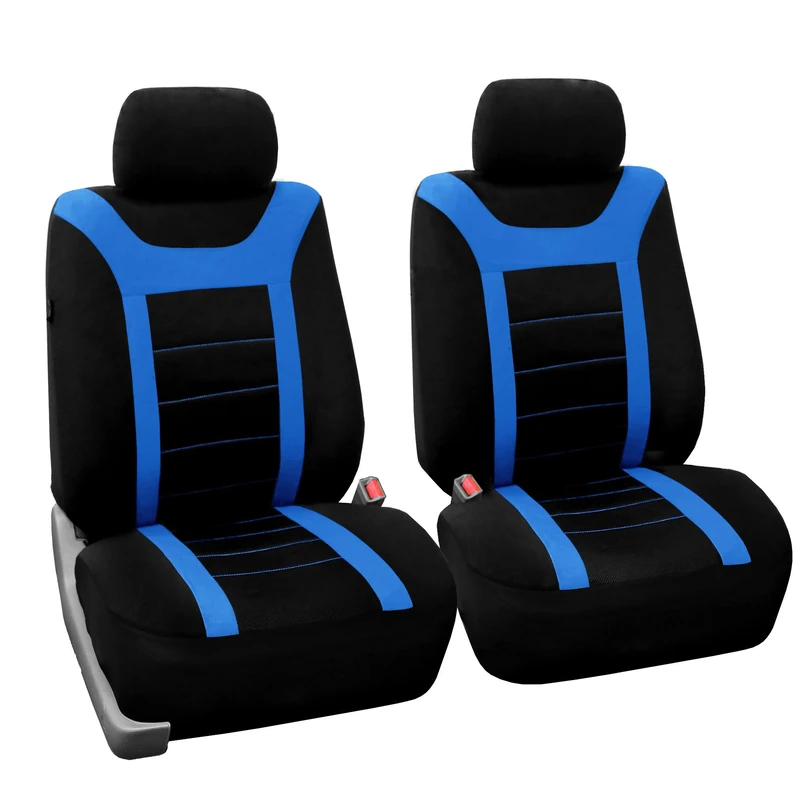 FH GROUP Car Seat Covers Front Set Blue Cloth - Seat Covers for Low Back Car Seats with Removable Headrest, Universal Fit, Automotive Seat Cover, Airbag Compatible Car Seat Cover for SUV, Sedan, Van