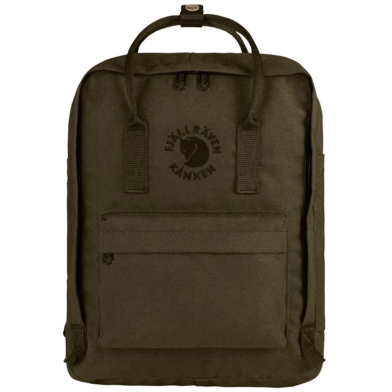 Fjällräven Re-Kanken Unisex Outdoor Rucksack available in Dark Olive - 38 x 27 x 13 cm