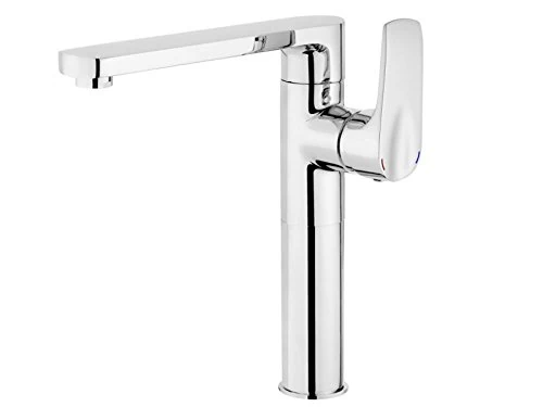 Deante Chromed Bathroom Sink tap with Raised Body and with Fixed spout Gardenia Beg 021K, Grey