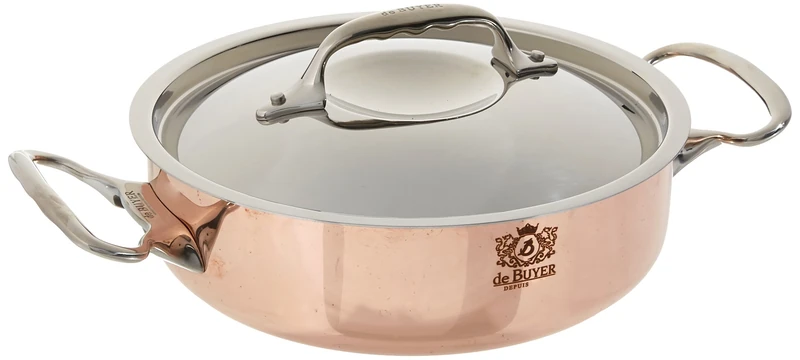 Prima Matera Round Copper Stainless Steel Saute-Pan 8-Inch with lid