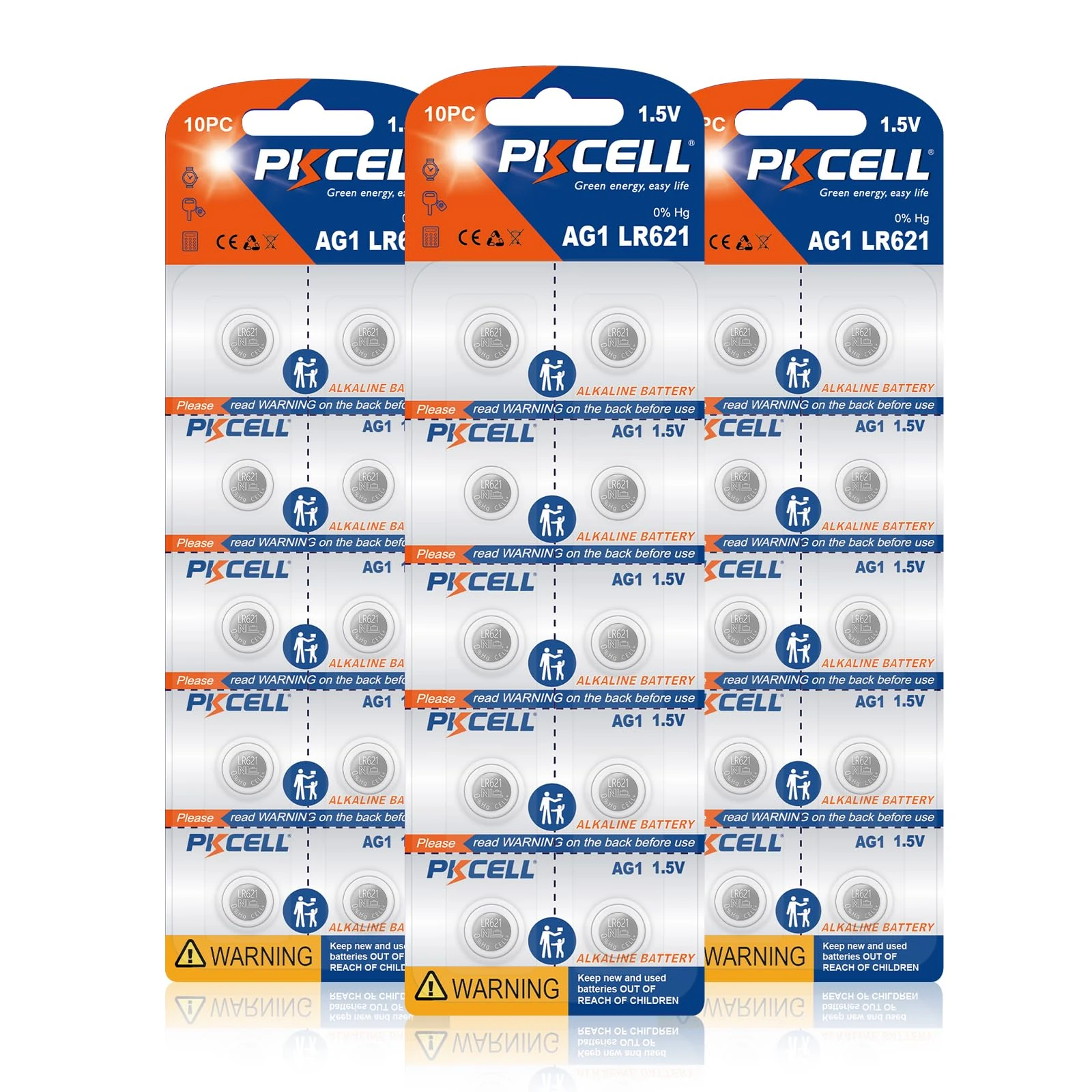 30PCS Ag1 Watch Batteries, PKCELL SR621SW AG1 364 363 LR621 1.5V Button Cell Watch Batteries