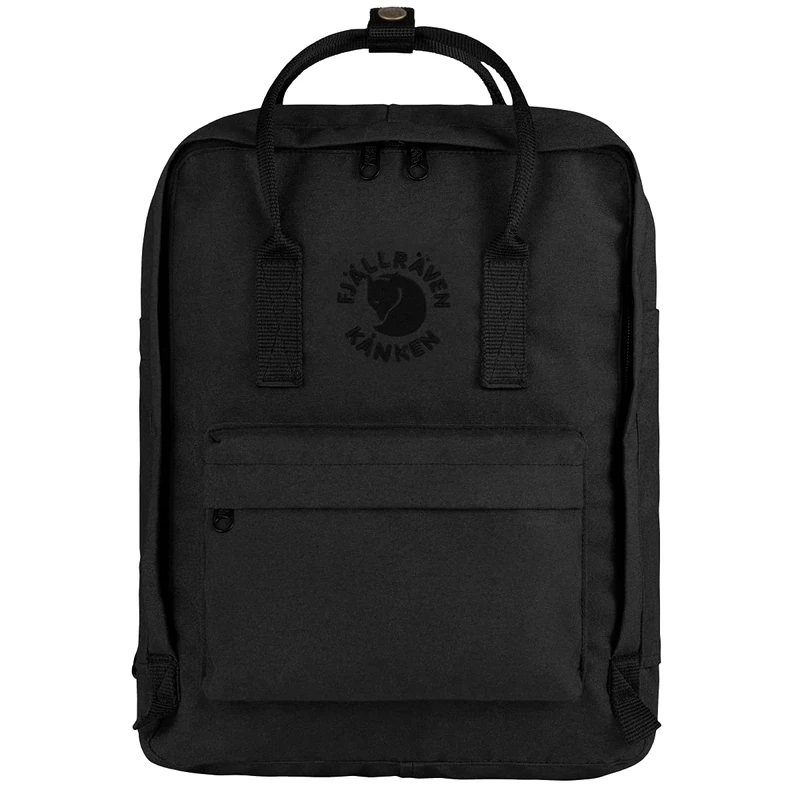 Fjällräven Unisex Adult Re-kånken Backpack, Black, 27x38x13 cm (W x H x D)