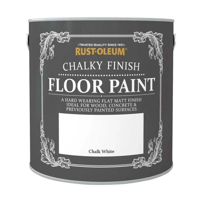 Rust-Oleum White Scratch-Proof Floor Paint in Matt Finish - Chalk White 2.5L