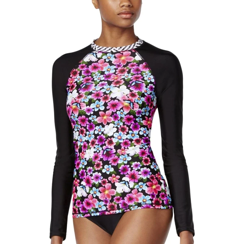 Jessica Simpson Women's Botanica Rashguard, Black, Small