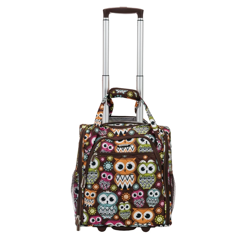 Rockland Melrose Underseat Wheeled Cabin Luggage, owl, Standard Size, Melrose Wheeled Carry-On Luggage