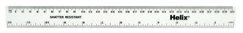 Helix 30cm Metric Imperial Shatter Resistant Ruler (Box of 100)