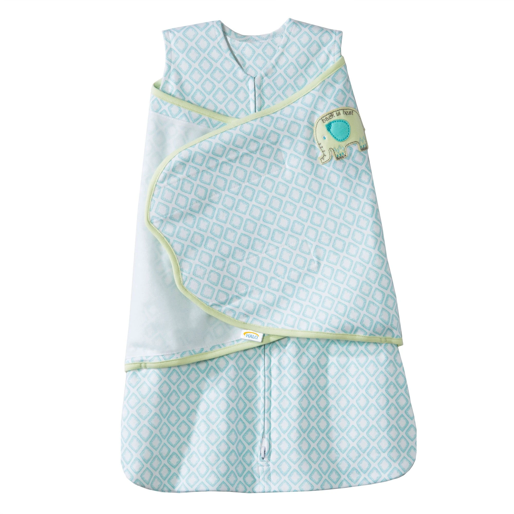 HALO 100% Cotton Sleepsack SwaddleWearable Blanket, Turquoise Diamond, Newborn