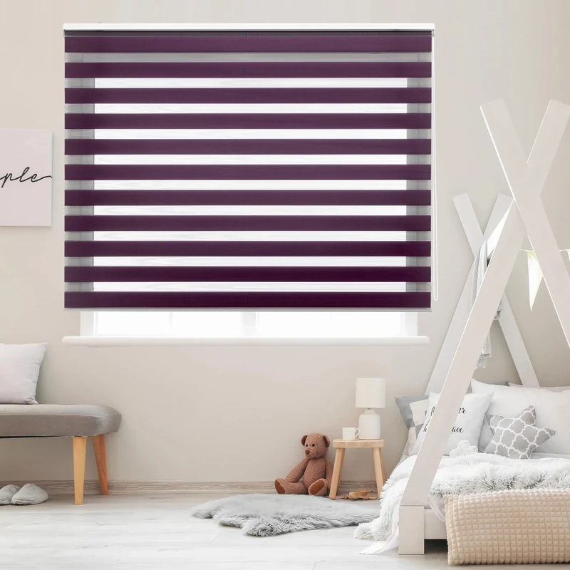 Blindecor - Lira. DoubleLayered Roller Blind, Night and Day, Violet, 120x250 cm