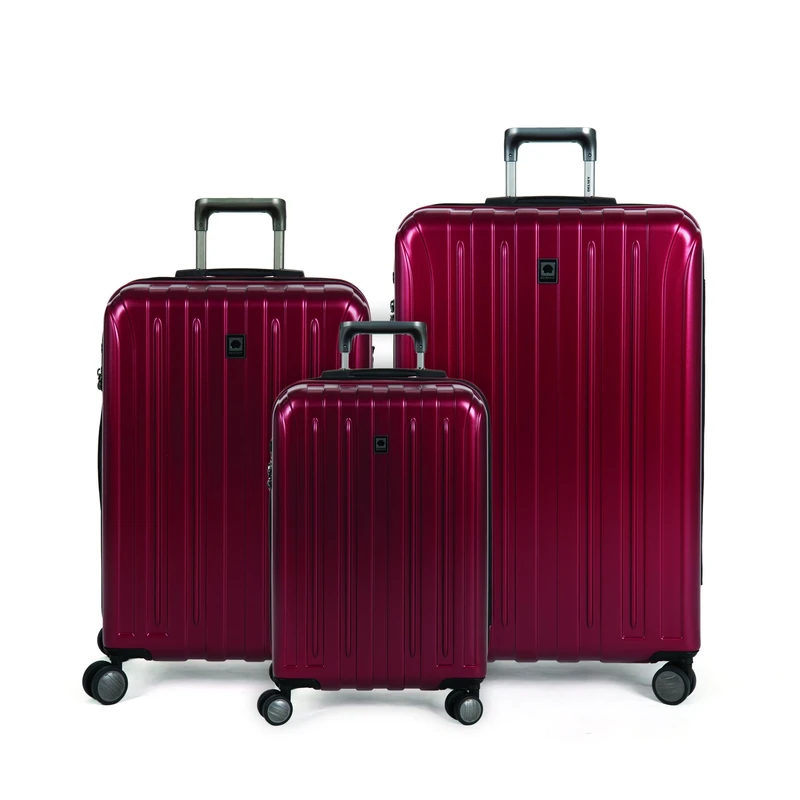 DELSEY PARIS Titanium Hardside Expandable Luggage with Spinner Wheels, Black Cherry Red, 3-Piece Set (19/25/29), Titanium Hardside Expandable Luggage with Spinner Wheels