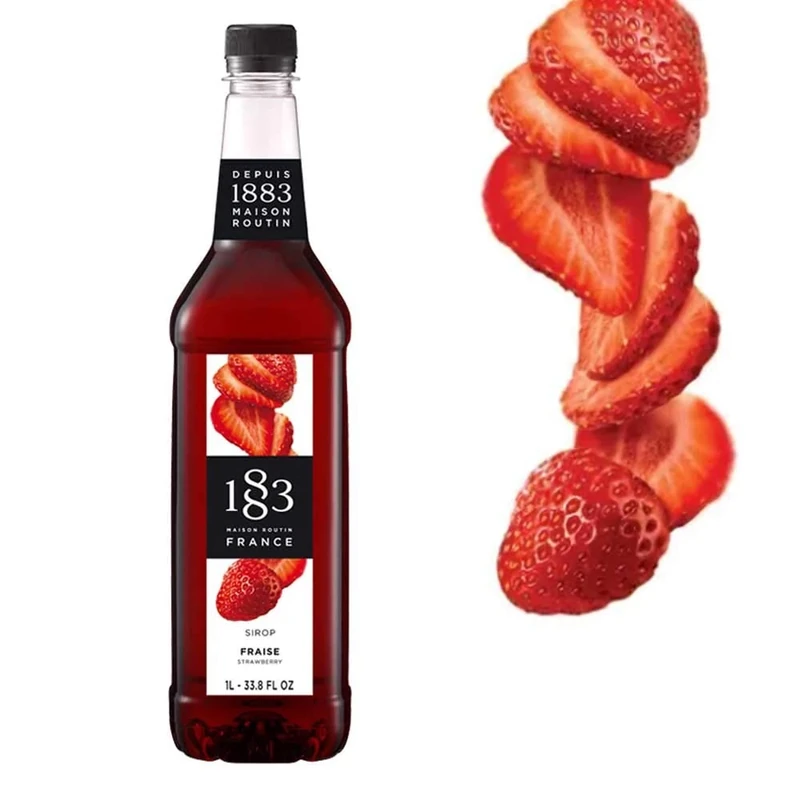 1883 Maison Routin Strawberry Syrup Perfect for Coffees, Cocktails & Smoothies - Vegan-Friendly, Allergen-Free, No Preservatives - 1L PET Bottle