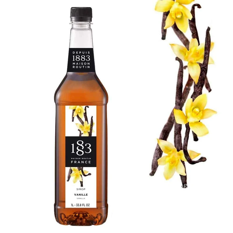 1883 Maison Routin Premium Vanilla Syrup - Flavoured Coffee Syrup, Cocktails, Mocktails, Iced Tea – Great Sugar Alternative, Vegan-Friendly, Allergen-Free, No Preservatives – 1L PET Bottle