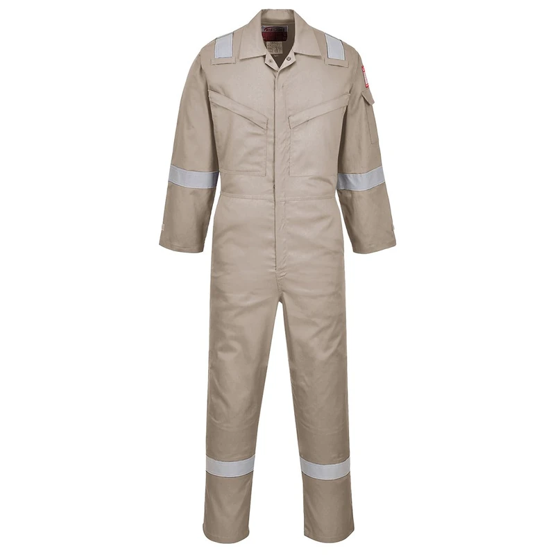 Portwest Araflame Silver Coverall, Size: 38, Colour: Khaki, AF73KHR38