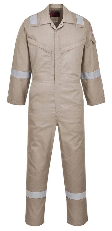 Portwest Araflame Silver Coverall, Size: 42, Colour: Khaki, AF73KHR42