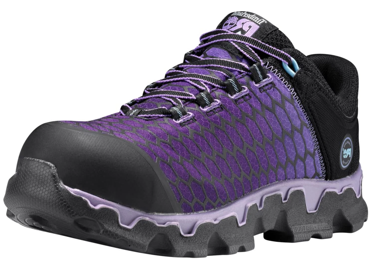 Timberland PRO Women's Powertrain Sport Alloy Safety Toe Static Dissipative Industrial Athletic Work Shoe, Black/Purple, 3.5 UK