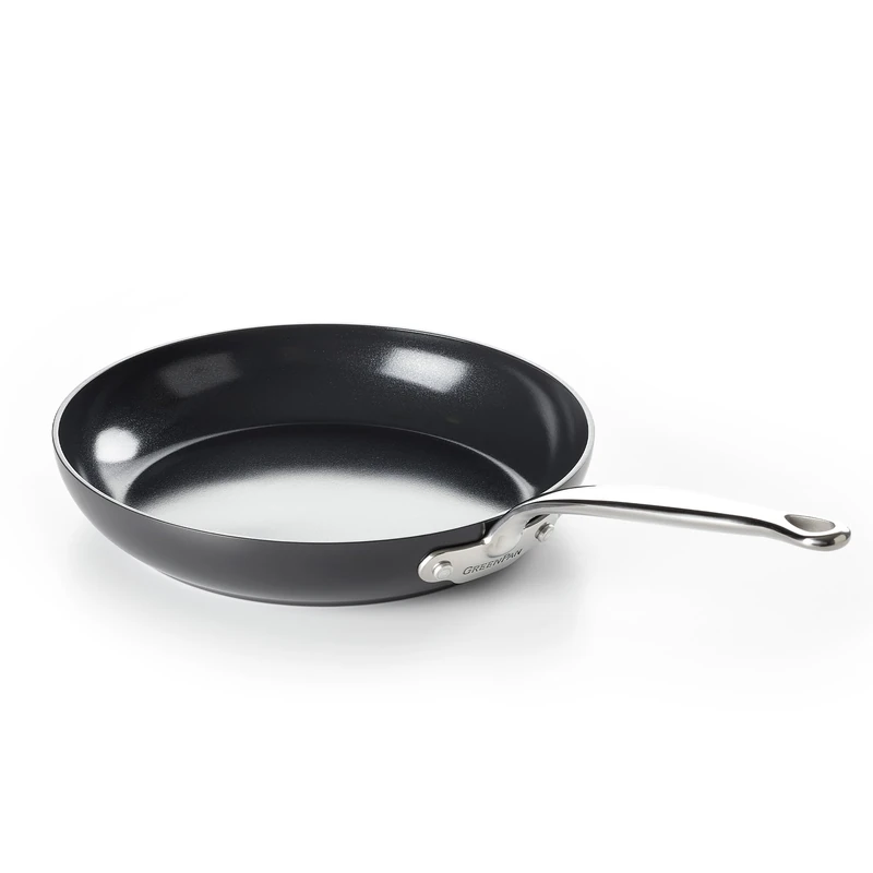 GreenPan Barcelona Hard Anodized Healthy Ceramic Nonstick 24 cm Frying Pan Skillet, PFAS Free, Stainles Steel Handle, Extra Strong Scratch Resistant, Induction, Oven Safe, Black