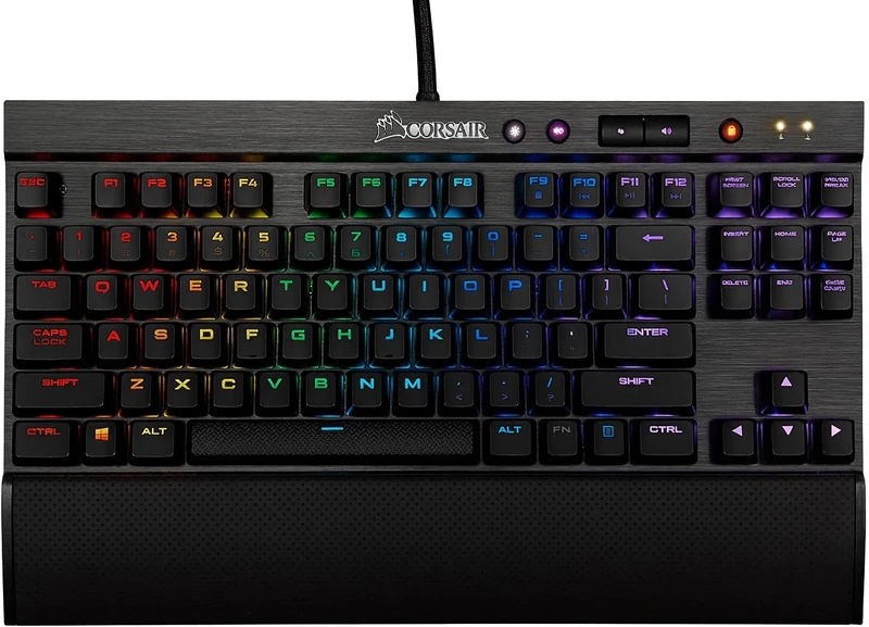 Corsair K65 RGB RAPIDFIRE Compact Mechanical Keyboard (CHERRY MX SPEED RGB, Aircraft-Grade Anodised Brushed Aluminium, 10 Keyless Design, Vibrant Multi-Colour LED Backlighting) QWERTY, Black