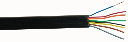 PRO POWER FCC-68 8-Core Flat Telephone & Data Cable – 100m Reel, Black | Parallel PVC Insulated Tinned Copper Conductors | CPR Eca Rated (PP01503)