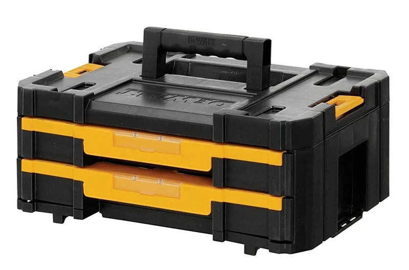 Compact toolbox with secure latches, durable build, and modular design. Ideal for organizing small tools and accessories on the go.