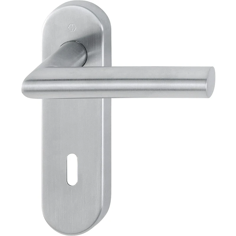 HOPPE 10720685, Stainless Steel Matt Object Handle Set Amsterdam on Short Plate BB