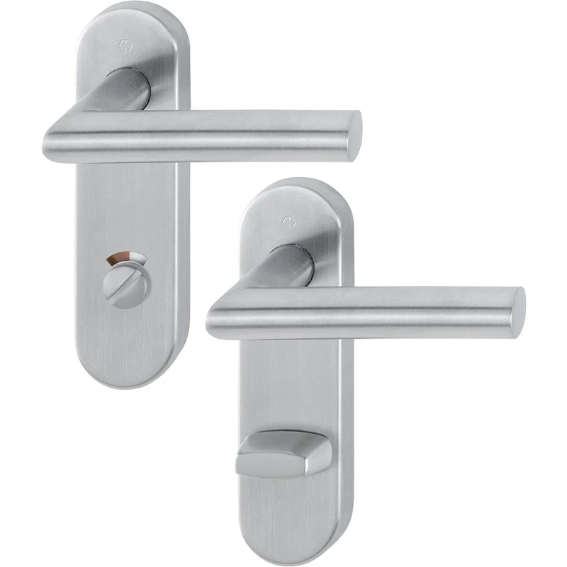 HOPPE 10720722 Stainless Steel Matt Object Handle Set Amsterdam on Short Plate WC