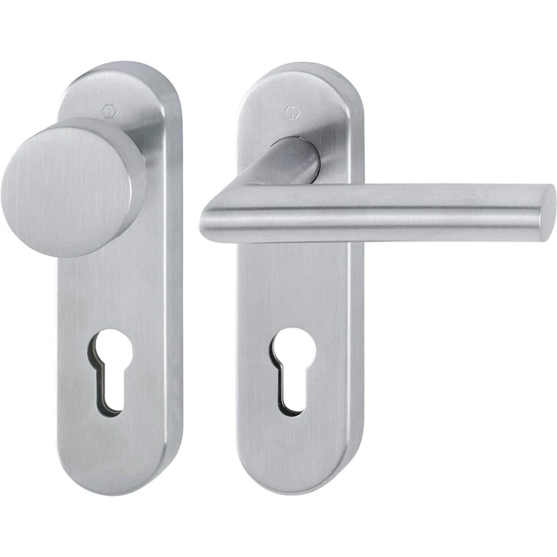 HOPPE 10721522, matt Stainless Steel Object Changing Set Amsterdam on Short Plate PZ