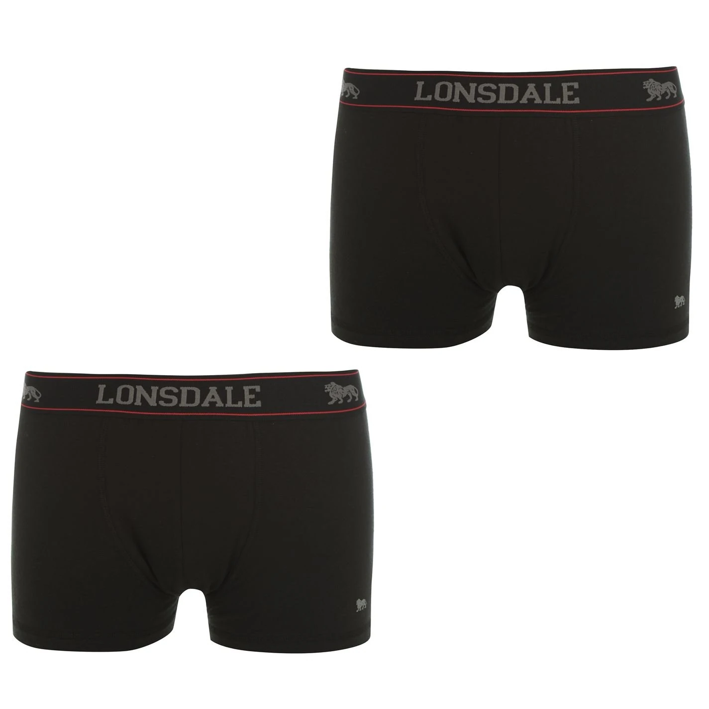 Lonsdale Mens 2 Pack Trunks Black M