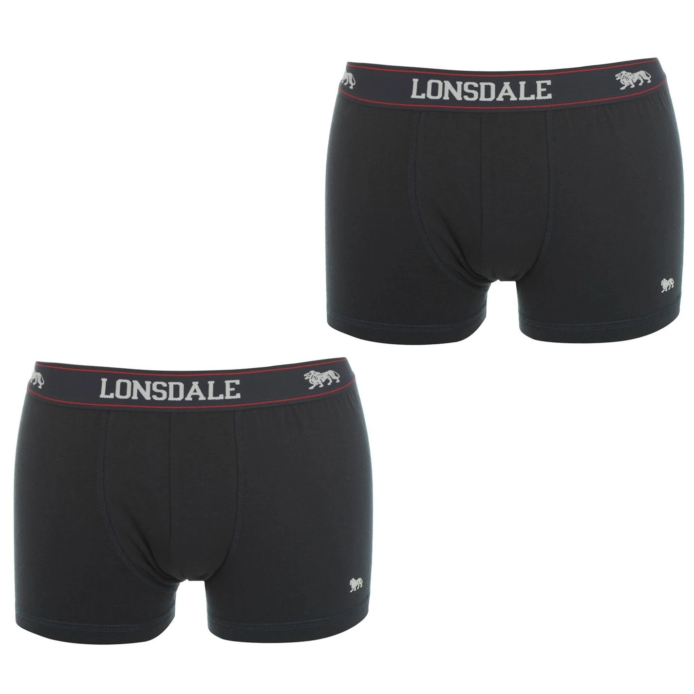 Lonsdale Mens 2 Pack Trunks Navy M