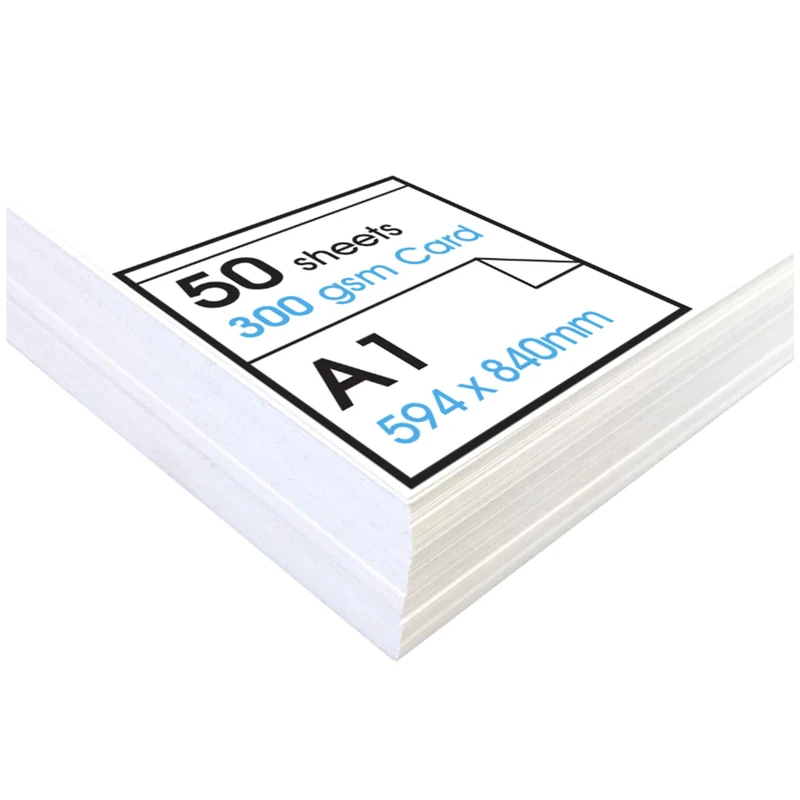 Artway Studio – A1 ‘High’ White Card - Ideal for Presentation, Display, Mounting and Card Stock – 300gsm - A1 (50 Sheets)