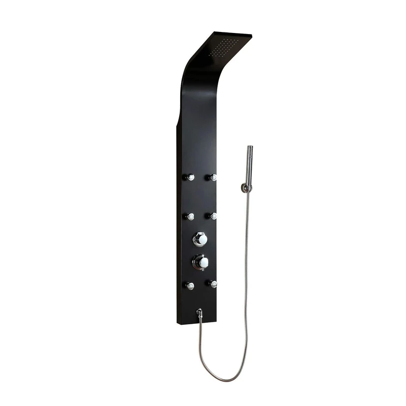 DP Bath A-92 Aluminium Shower Panel with Jets - Black/Silver